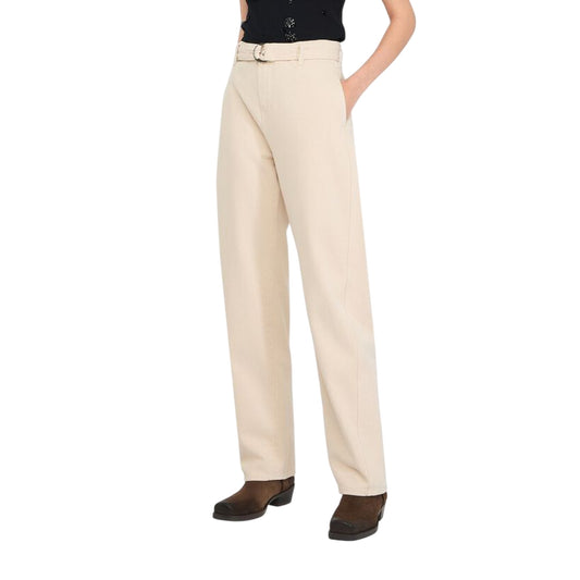 Pantaloni Donna in drill con cintura regolabile modella frontale