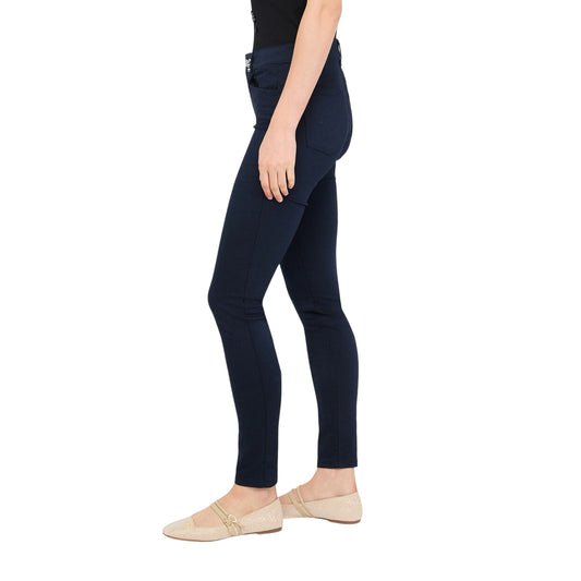 Pantaloni Donna Skinny Blu navy con pietre modella laterale