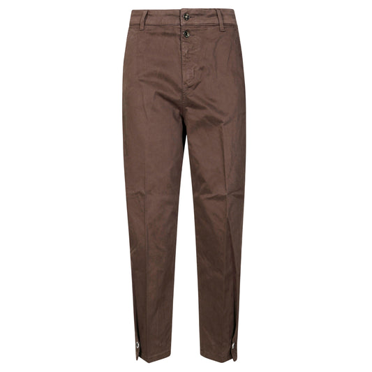 Pantaloni balloon Donna marrone con bottone gioiello