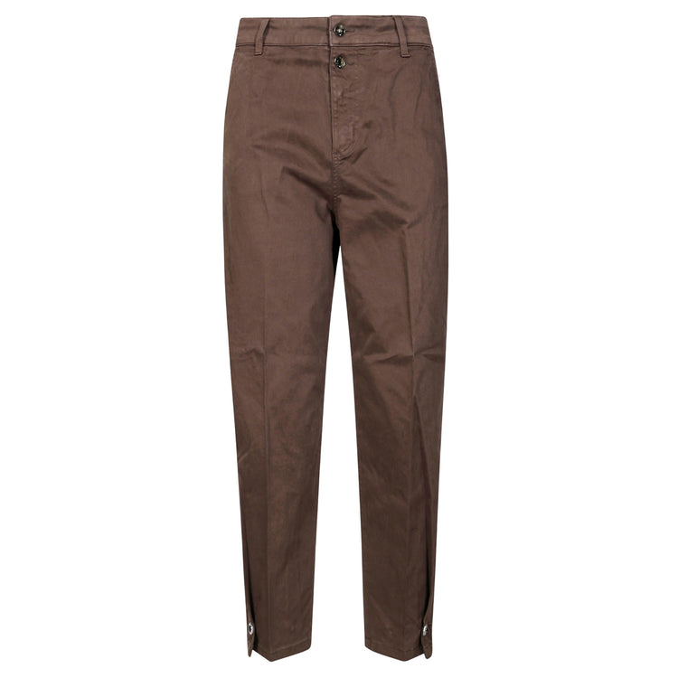 Pantaloni balloon Donna marrone con bottone gioiello