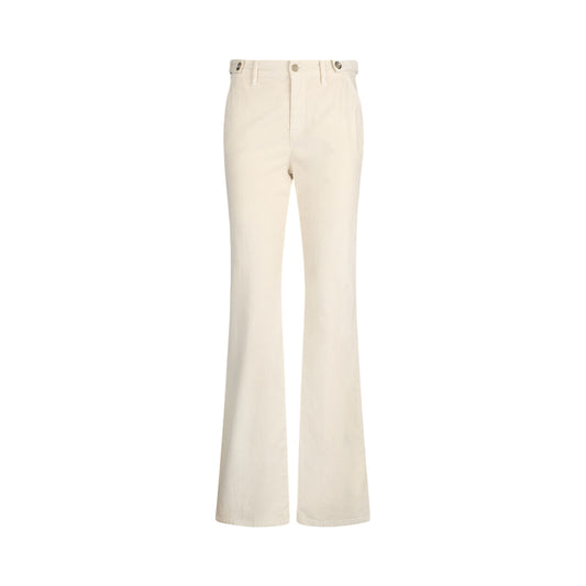 Pantaloni bootcut Donna in velluto Beige