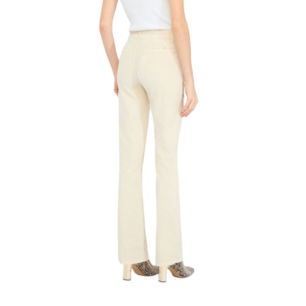 Pantaloni bootcut Donna in velluto Beige modella retro