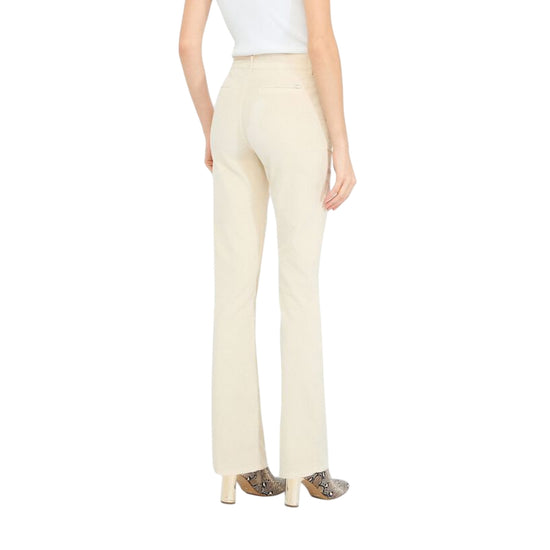 Pantaloni bootcut Donna in velluto Beige modella retro