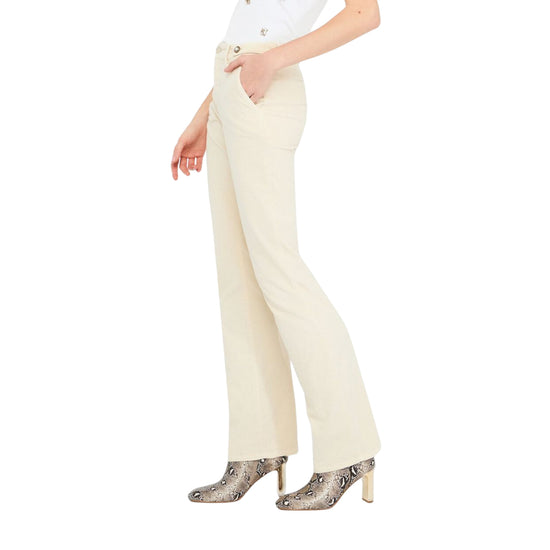 Pantaloni bootcut Donna in velluto Beige modella laterale