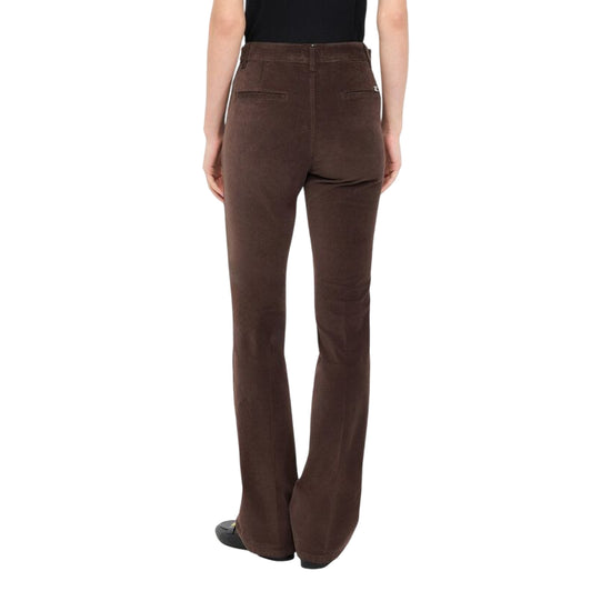 Pantaloni bootcut Donna in velluto Marrone modella retro