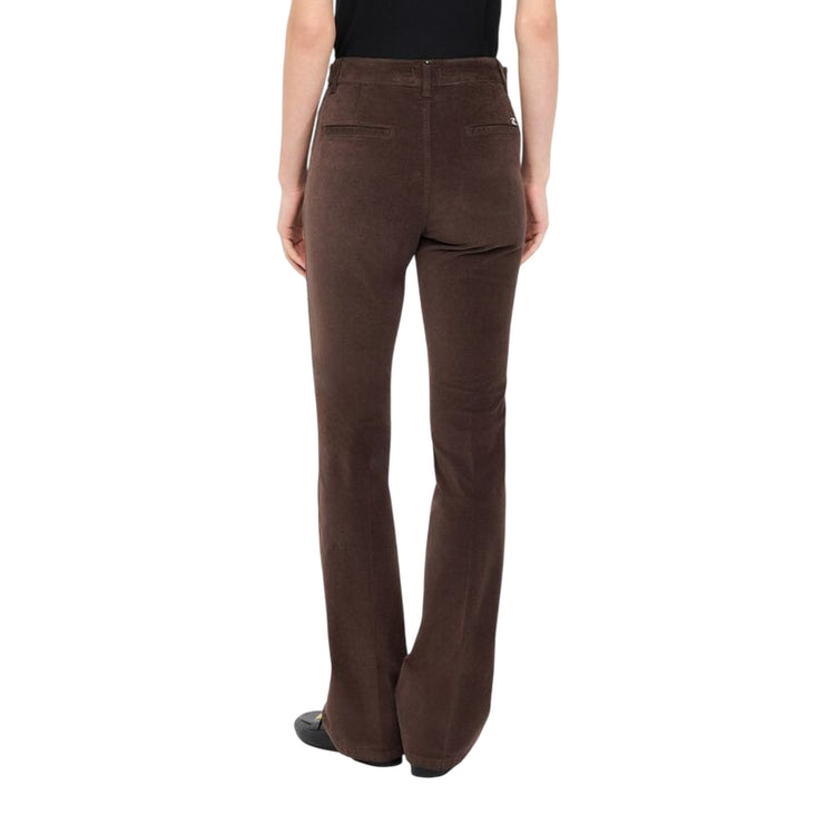 Pantaloni bootcut Donna in velluto Marrone modella retro