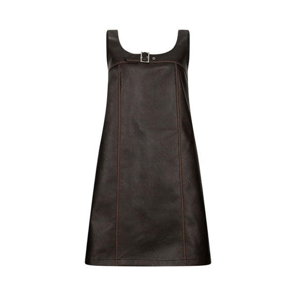 Vestito corto Donna in tessuto spalmato marrone