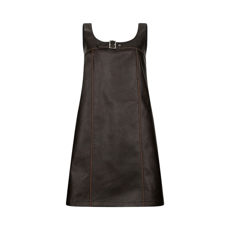 Vestito corto Donna in tessuto spalmato marrone