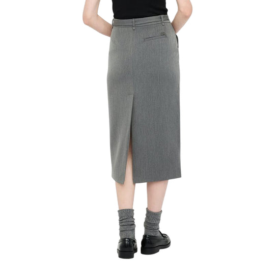 Gonna longuette Donna con cinta con gioiello Grigio modella retro