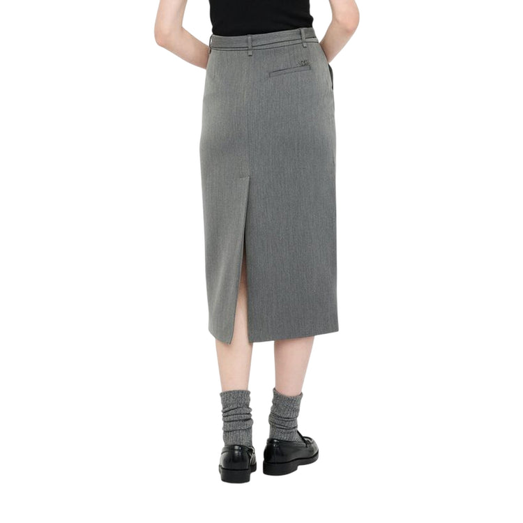 Gonna longuette Donna con cinta con gioiello Grigio modella retro