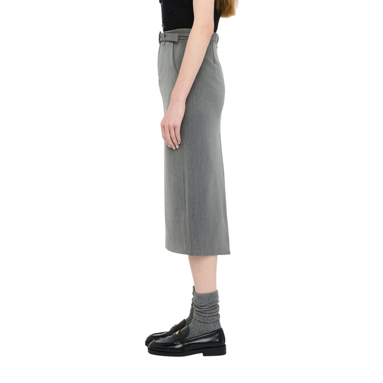 Gonna longuette Donna con cinta con gioiello Grigio modella laterale