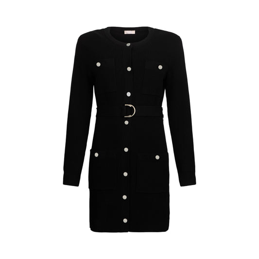 Abito Donna in maglia con spalline imbottite e bottoni