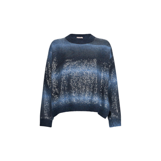 Maglia Donna sfumata con paillettes Blu