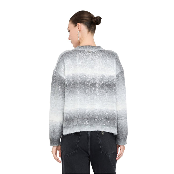 Maglione Donna Girocollo con paillettes modella retro