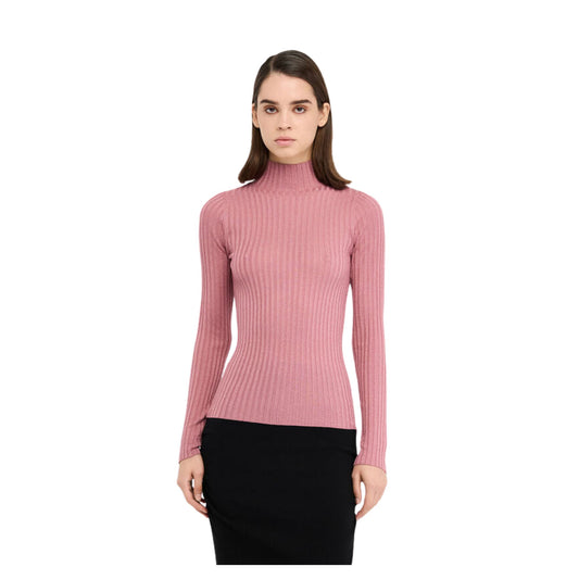 Women's Ribbed Lurex Turtleneck Gold