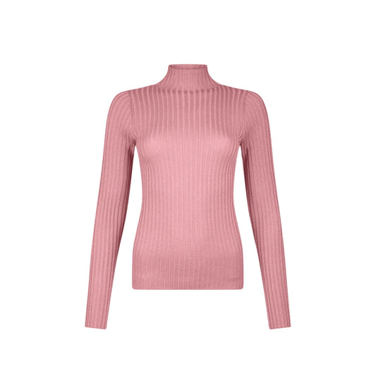 Women's Ribbed Lurex Turtleneck Gold
