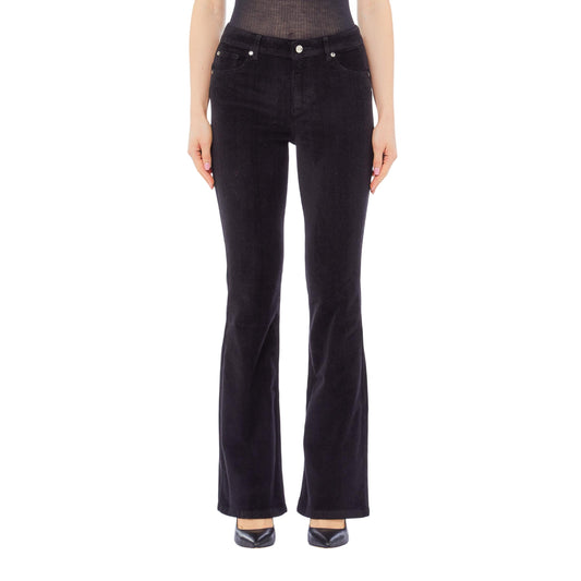 Jeans Donna in denim nero con dettaglio metallo
