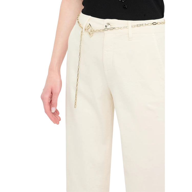 Pantaloni Donna flare cropped Beige chiaro dettaglio