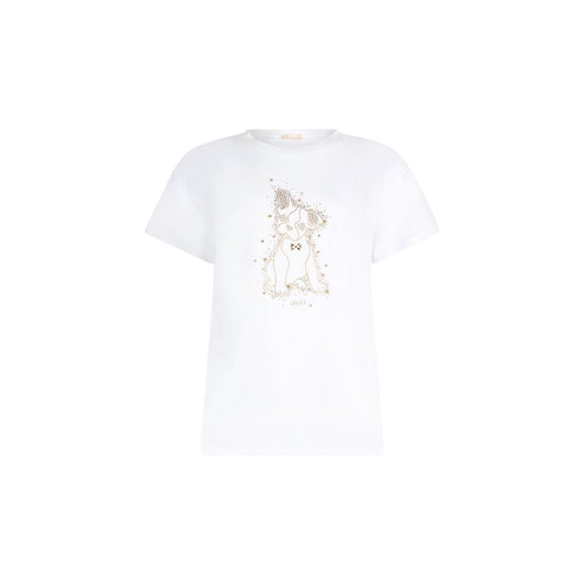 T-shirt Donna con grafica cane con strass Bianco