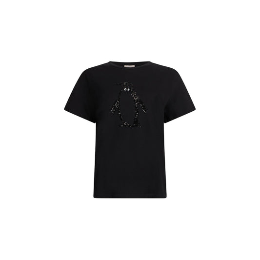 T-shirt Donna con grafica pinguino con paillettes Nero