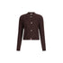 Cardigan Donna in lana Marrone con bottoni gioiello