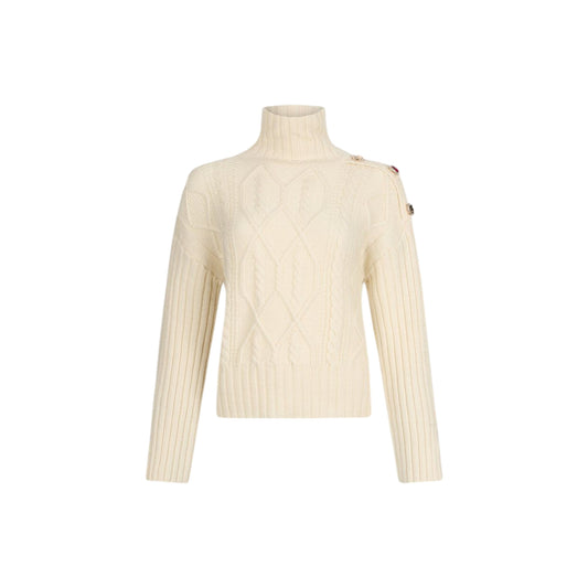 Dolcevita Donna in lana con bottoni gioiello Beige