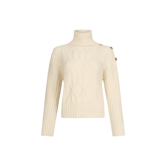 Dolcevita Donna in lana con bottoni gioiello Beige