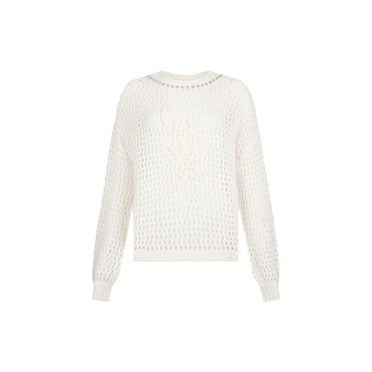 Maglia Donna lavorazione see-through Bianco