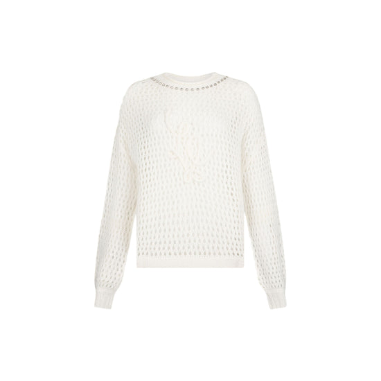 Maglia Donna lavorazione see-through Bianco