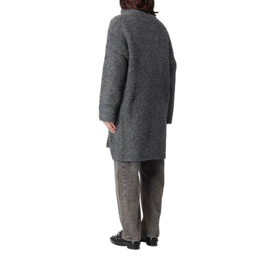 Cappotto Donna con colletto con fibbie Grigio modella retro