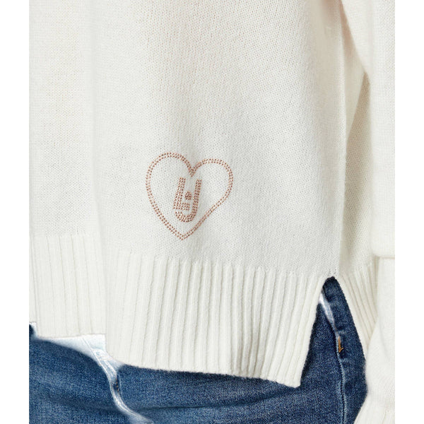 Maglia Donna in misto lana con intarsi Bianco dettaglio