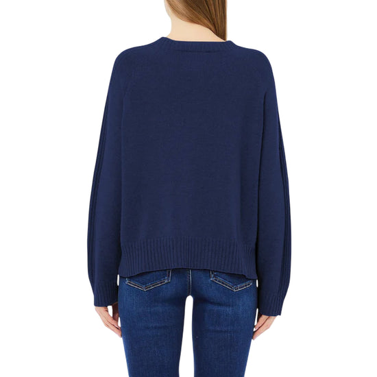 Maglia Donna in misto lana con intarsi Blu retro