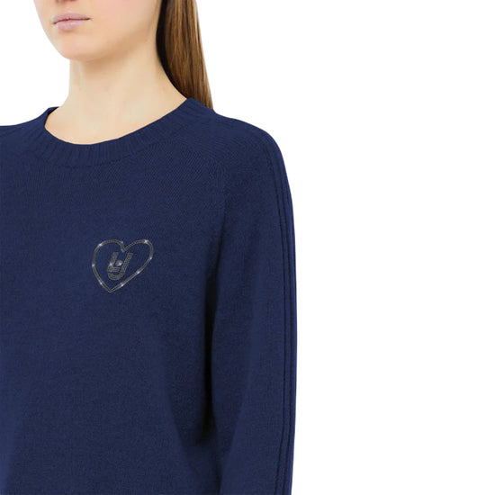 Maglia Donna in misto lana con intarsi Blu dettaglio