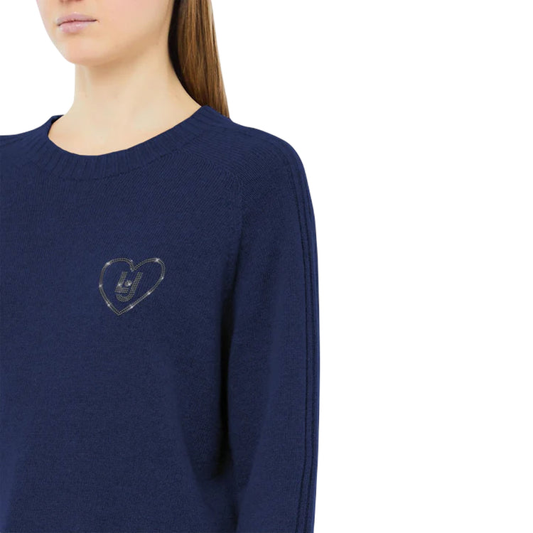 Maglia Donna in misto lana con intarsi Blu dettaglio