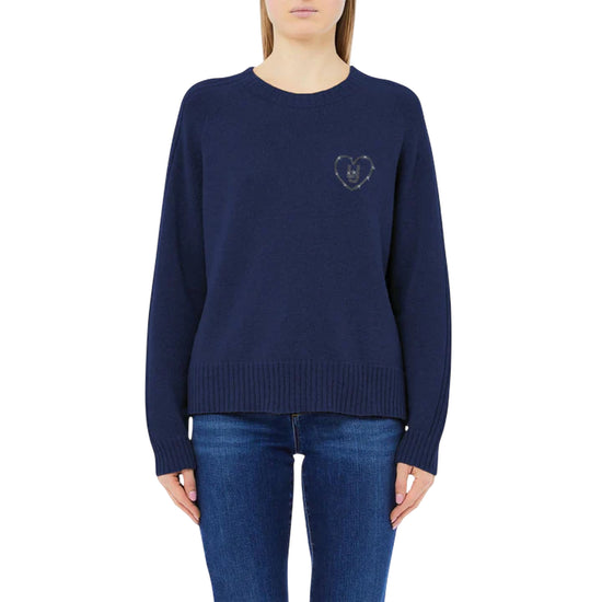 Maglia Donna in misto lana con intarsi Blu