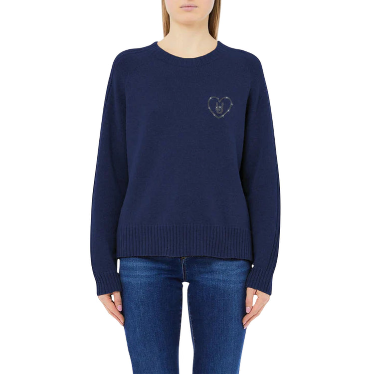 Maglia Donna in misto lana con intarsi Blu