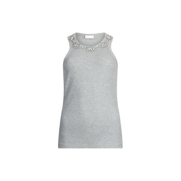 Top Donna con applicazioni gioiello Grigio