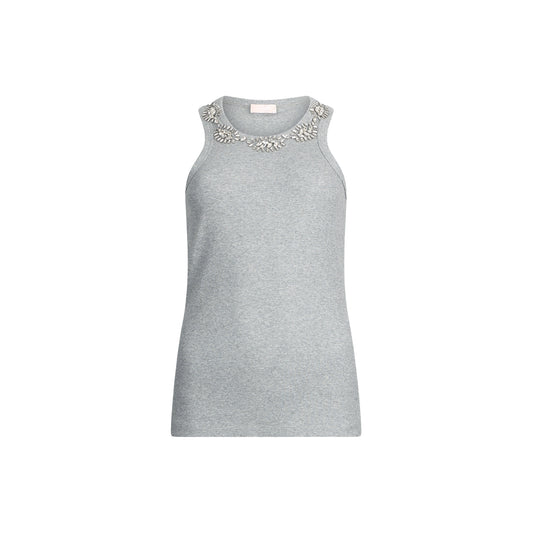 Top Donna con applicazioni gioiello Grigio