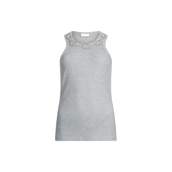 Top Donna con applicazioni gioiello Grigio