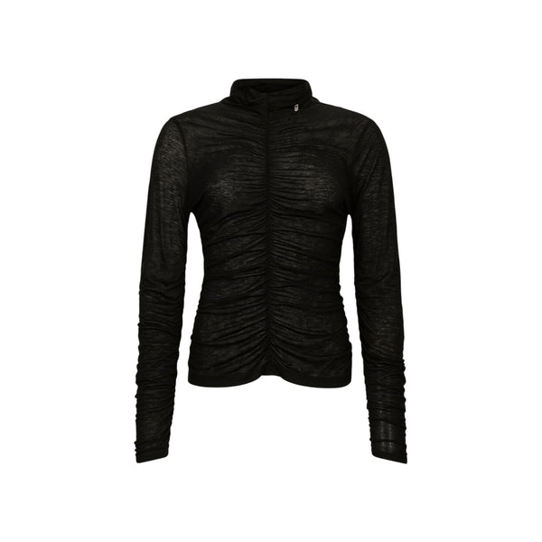 Top Donna arricciato in misto lana Nero
