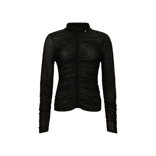 Top Donna arricciato in misto lana Nero