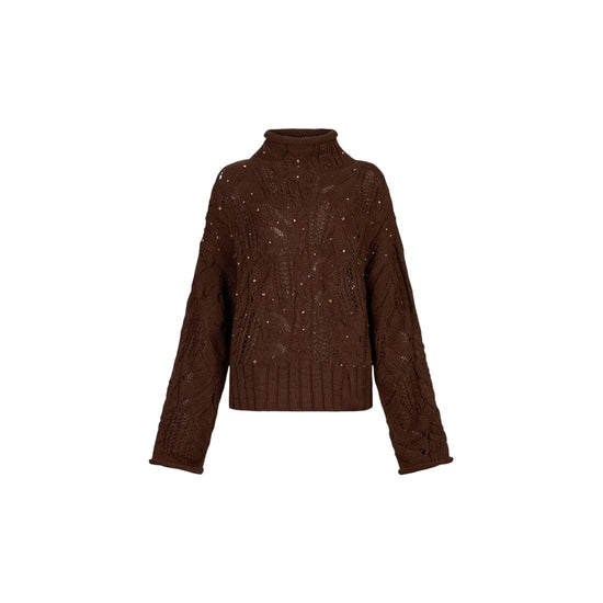 Dolcevita Donna marrone con pietre gioiello davanti