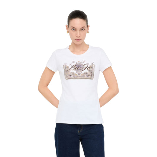 T-shirt Donna con logo e stampa davanti modella frontale