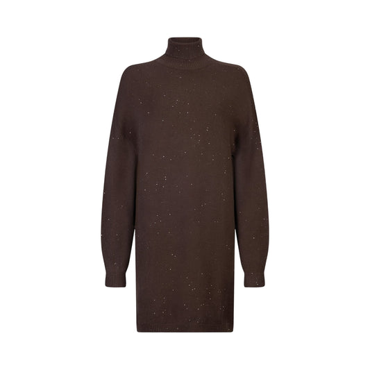 Abito Donna in maglia con micro paillettes Marrone