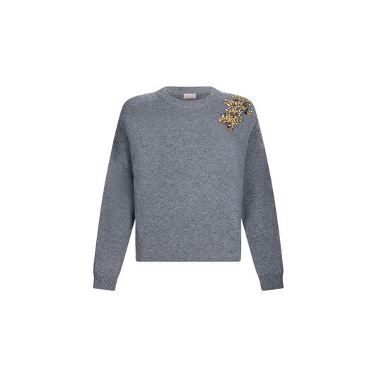 Maglia Donna in lana grigia con ricamo gioiello