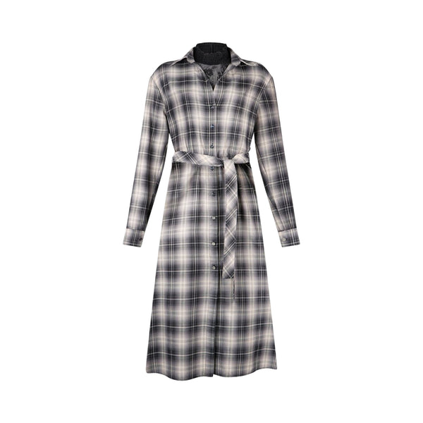 Abito Donna a quadri con cintura sur ton