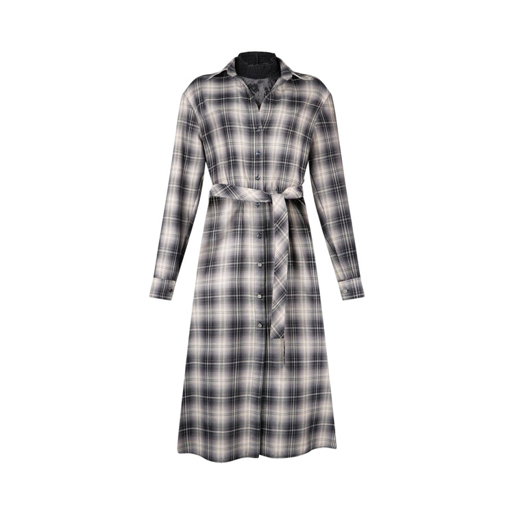 Abito Donna a quadri con cintura sur ton