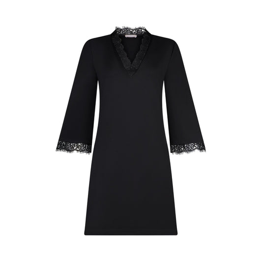 Abito corto Donna con dettagli in pizzo Nero