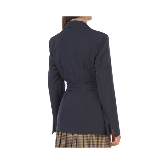 Giacca Donna con cintura in vita Blu navy retro