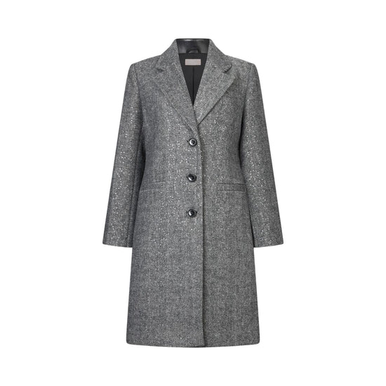 Cappotto Donna spinato in misto lana Grigio